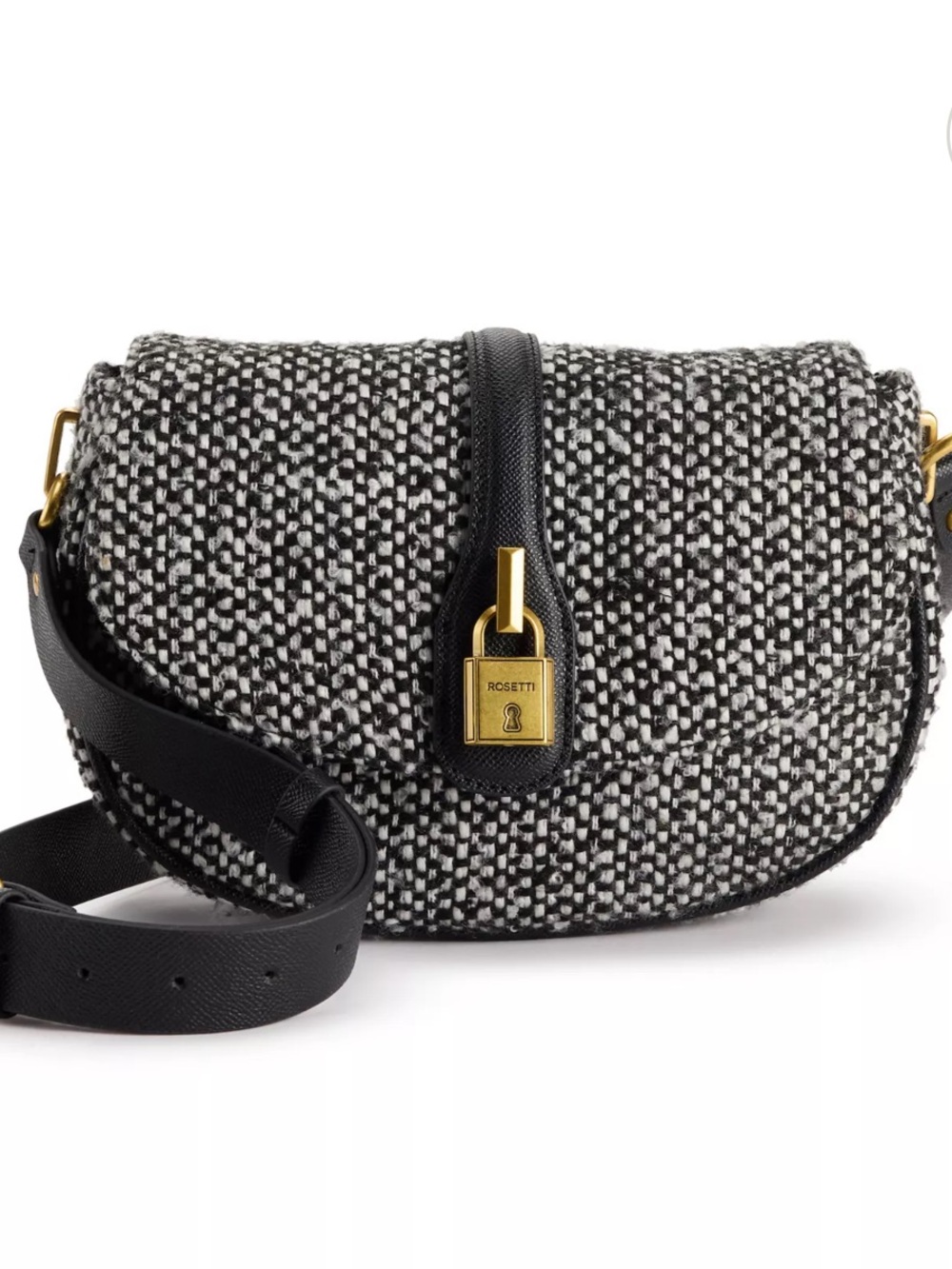 Rosetti Shelby Saddle Twill Tweed Crossbody Saddle Bag Y2K Preppy Academia 80’s